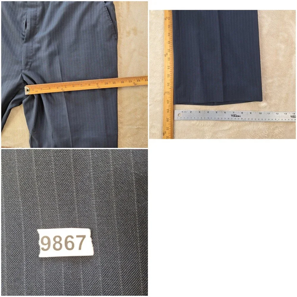 Vintage American Trend Suit Mens 50 41x28 Blue Stripe Single Vent 2 Btn 2 Piece